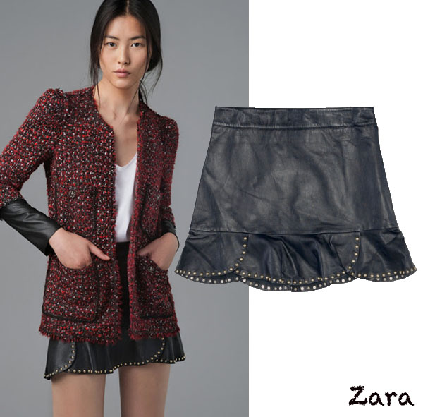 falda de cuero de Zara